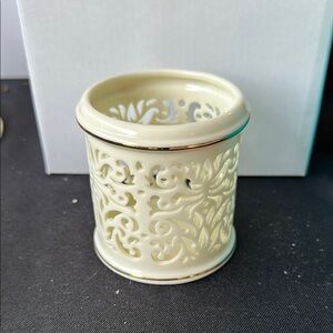 Lenox Cream Candle Holder Elegant Scrollwork Design